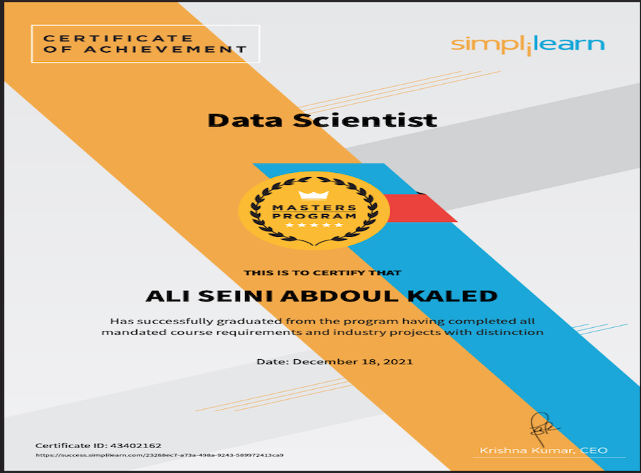 Simplilearn Data Scientist Master Program